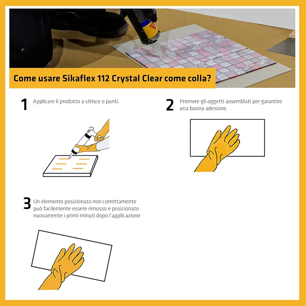Adesivo e sigillante trasparente – Sikaflex-112 Crystal Clear - immagine 7