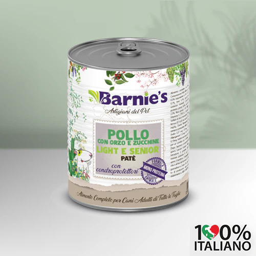 Barnie’s Cane Umido Light ; Senior Mono Pollo con Orzo e Zucchine 400 g